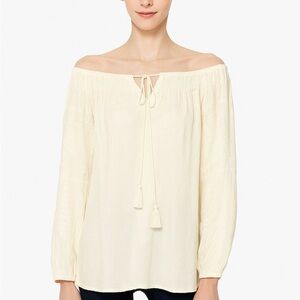 Matta NYC 100% cotton embroidery designs peasant blouse in cream